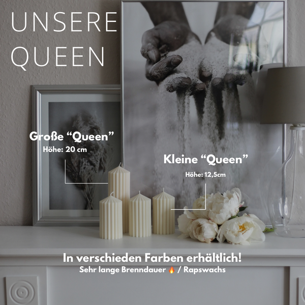 Stumpenkerze ; Rillen ;  „Queen klein“